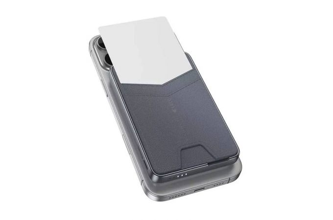 Универсальный дополнительный аккумулятор Power Bank HOCO Q46 Title PD20W magnetic+cart holder+phone holder(5000mAh) Silver gray