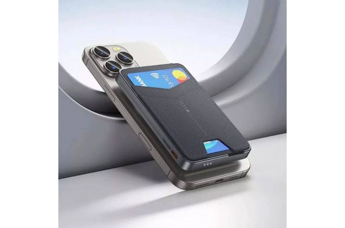 Универсальный дополнительный аккумулятор Power Bank HOCO Q46 Title PD20W magnetic+cart holder+phone holder(5000mAh) Silver gray