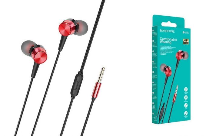 Наушники вакуумные проводные BOROFONE BM52 Revering universal earphones (красный)