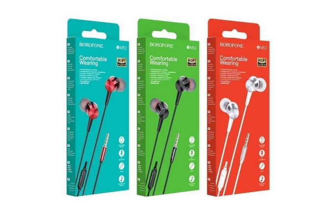 Наушники вакуумные проводные BOROFONE BM52 Revering universal earphones (красный)