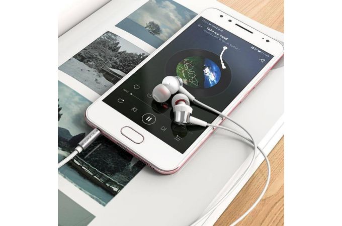 Наушники вакуумные проводные BOROFONE BM52 Revering universal earphones (серебристый)