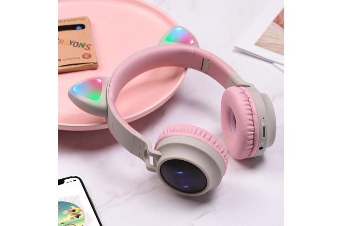 Наушники мониторные беспроводные HOCO W27 Cat ear wireless headphones Bluetooth (серый)