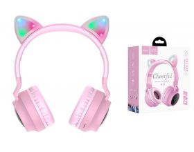 Наушники мониторные беспроводные HOCO W27 Cat ear wireless headphones Bluetooth (розовый)