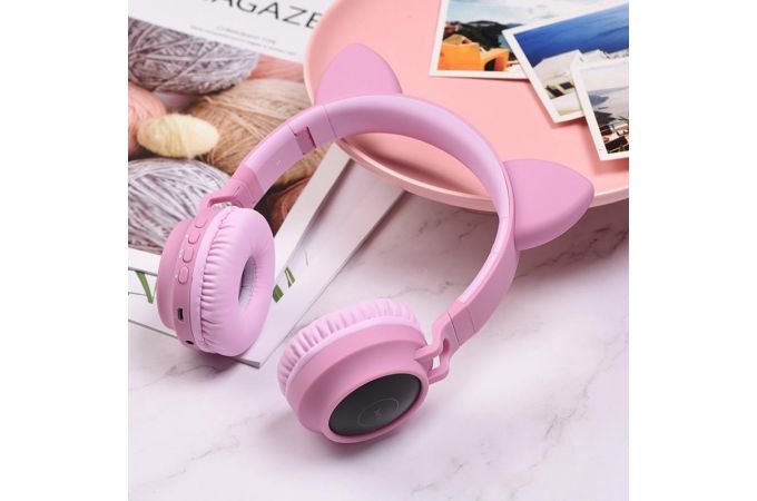 Наушники мониторные беспроводные HOCO W27 Cat ear wireless headphones Bluetooth (розовый)