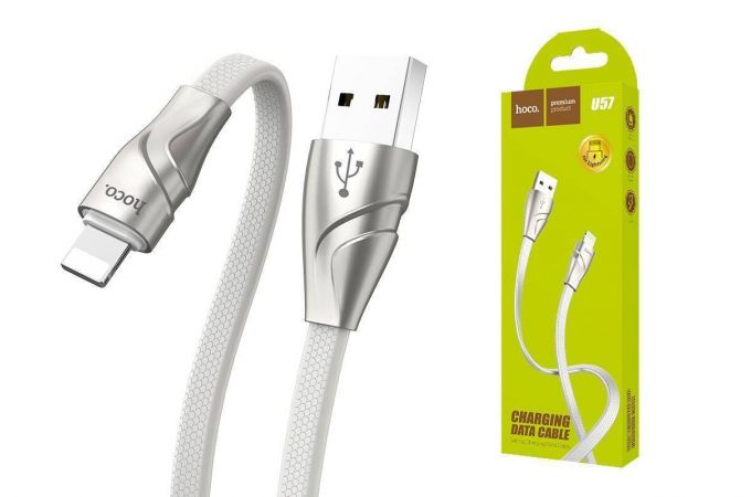 Кабель USB - Lightning HOCO U57, 2,4A (белый) 1,2м