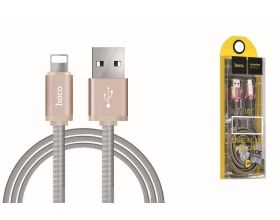 Кабель USB - Lightning HOCO U5 Full-Metal 2,4A (золотистый) 1,2м (металлическая оплетка)