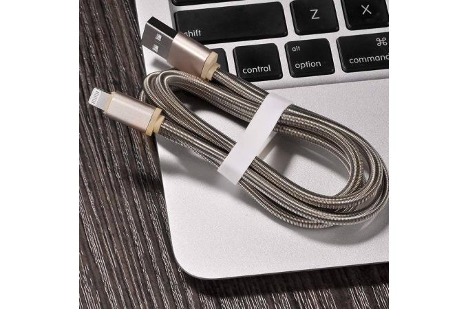 Кабель USB - Lightning HOCO U5 Full-Metal 2,4A (золотистый) 1,2м (металлическая оплетка)