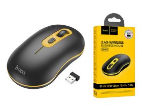 Мышь беспроводная HOCO GM21 (USB, 2.4ГГц+ВТ, 10м) (черный-желтый)
