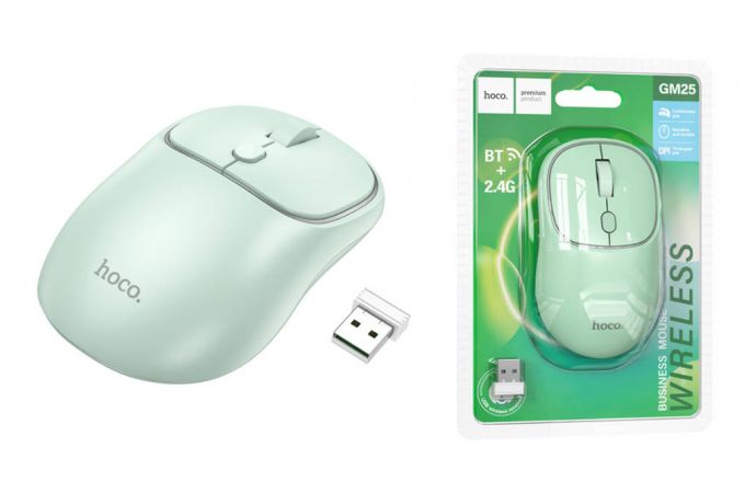 Мышь беспроводная HOCO GM25 Royal (USB, 2.4ГГц+ВТ, 10м) (зеленый)