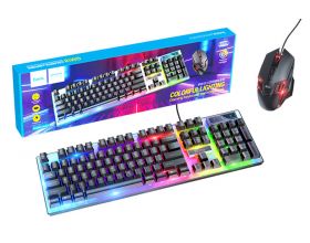 Комплект игровой проводной клавиатура+мышь HOCO GM18 с подсветкой RGB (черный)