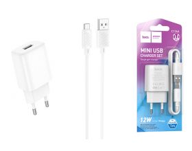 Сетевое зарядное устройство USB + кабель MicroUSB HOCO C134A Solid 2100mAh (белый)