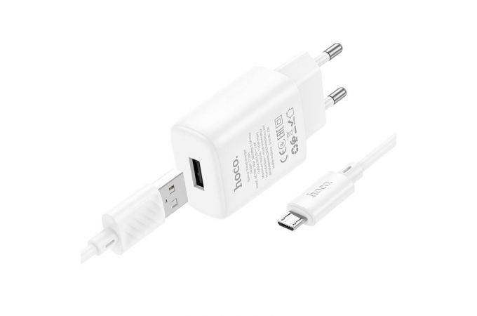 Сетевое зарядное устройство USB + кабель MicroUSB HOCO C134A Solid 2100mAh (белый)