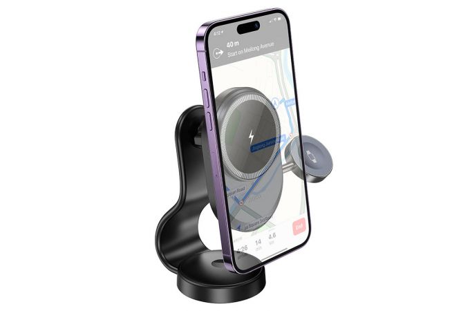 Держатель автомобильный для телефона HOCO HW28 Excelso 2-in-1 wireless fast charging car holder черный