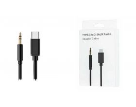 Кабель аудио (штекер Type-C - вход AUX 3.5 mm) 1 метр черный
