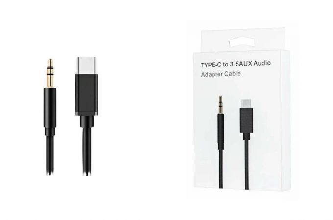 Кабель аудио (штекер Type-C - вход AUX 3.5 mm) 1 метр черный