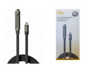 Кабель- подставка Buit-in folding phone stand USB - USB Type-C  240W Fast (белый) 1.5 м