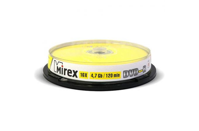 DVD-R Mirex 4,7 Гб 16x Cake box 10 (пластиковый туб 10 шт)