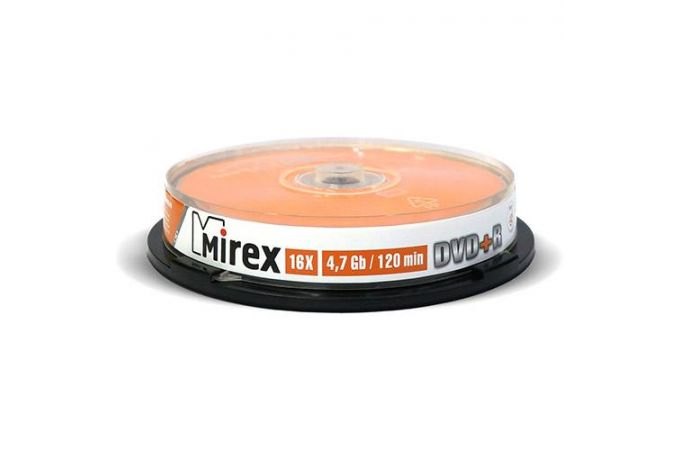 DVD+R Mirex 4,7 Гб 16x Cake box 10 (пластиковый туб 10 шт)