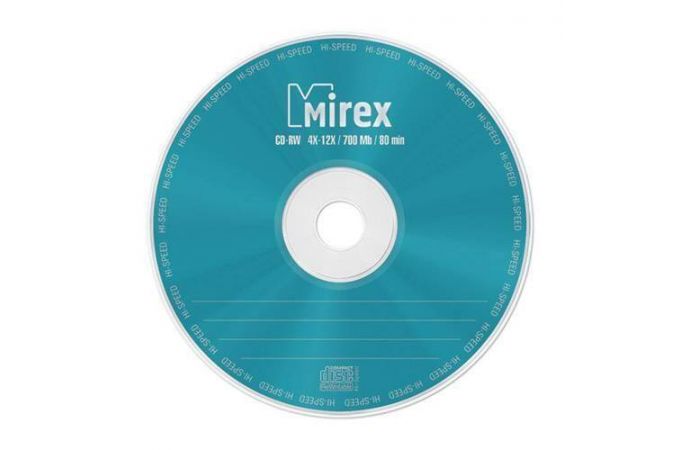CD-RW Mirex 700Мб 4X-12X Cake box 10 (пластиковый бокс 10 шт)