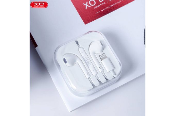 Наушники вакуумные проводные XO EP13 Lighting Bluetooth earphone ( pop up windows) White