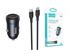 Автомобильное зарядное устройство АЗУ USB-С + кабель Type-C HOCO Z62A PD30W (серый)