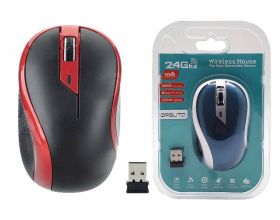 Мышь беспроводная Орбита OT-PCM49 (USB, 2.4ГГц, 2ААА, 10м) (черно-красный)