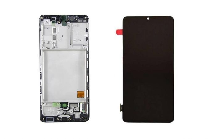 Дисплей для Samsung A415F Galaxy A41 Black (черный) в сборе с тачскрином + рамка, 100%