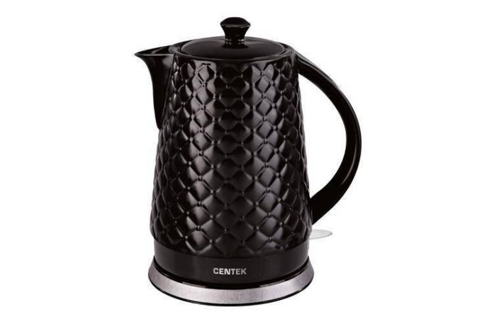 Чайник CENTEK CT-0061 черный, (-50%), №1093, б/у 2000Вт, 2 л,суперчерная керамика, рельефный корпус