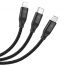 Кабель USB 4 в 1 HOCO U104 3-in-1 Ultra 6A fast charging data cable(for iP+Micro+Type-C) (черный) 1м