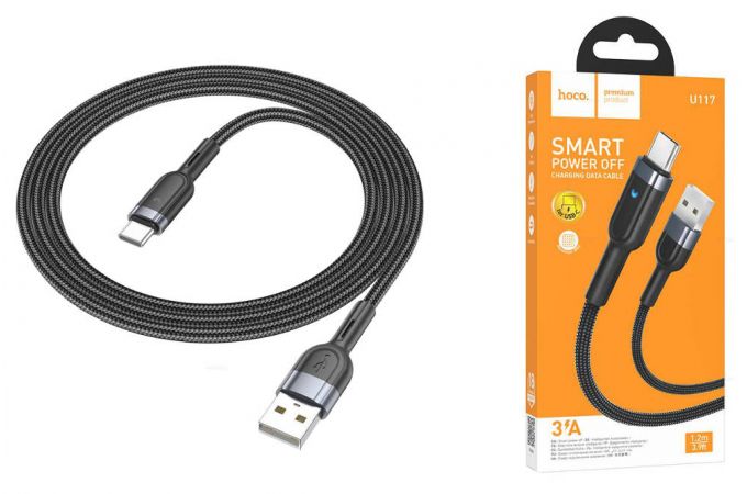 Кабель USB - USB Type-C HOCO U117  3A (черный) 1м