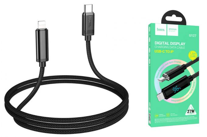 Кабель USB Type-C - Lightning  HOCO U127 Power PD charging data cable iP (черный) дисплей 1,2 м