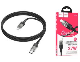 Кабель USB Type-C - Lightning HOCO U129 Spirit PD transparent charging data cable iP (черный) 1м