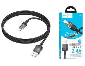Кабель USB - Lightning HOCO U129 Spirit transparent charging data cable iP (черный) 1,2м