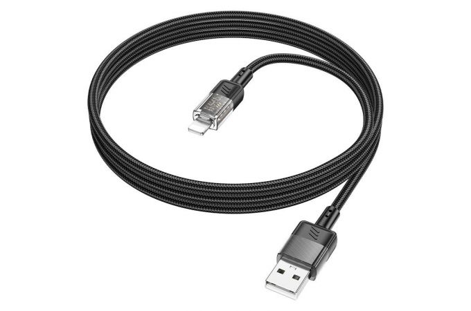 Кабель USB - Lightning HOCO U129 Spirit transparent charging data cable iP (черный) 1,2м