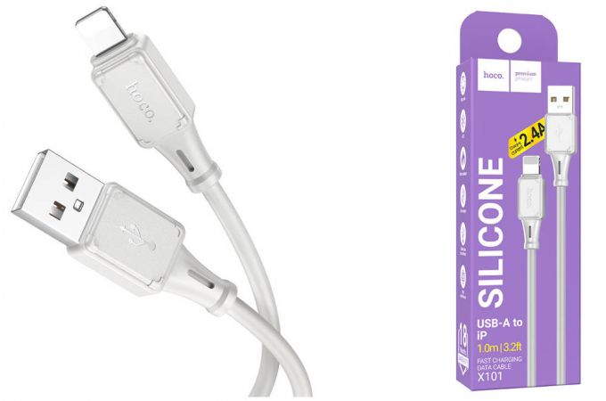 Кабель USB - Lightning HOCO X101, 2,4A (серый) 1м