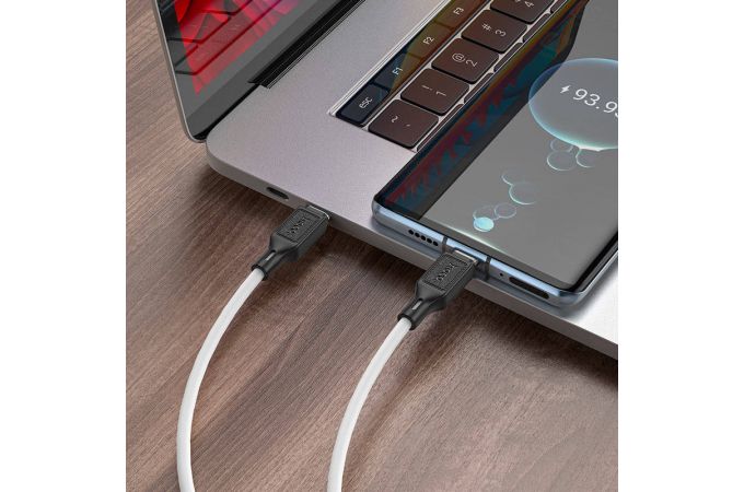 Кабель USB Type-C - USB Type-C HOCO X90 PD60W (белый) 1м (силиконовый)