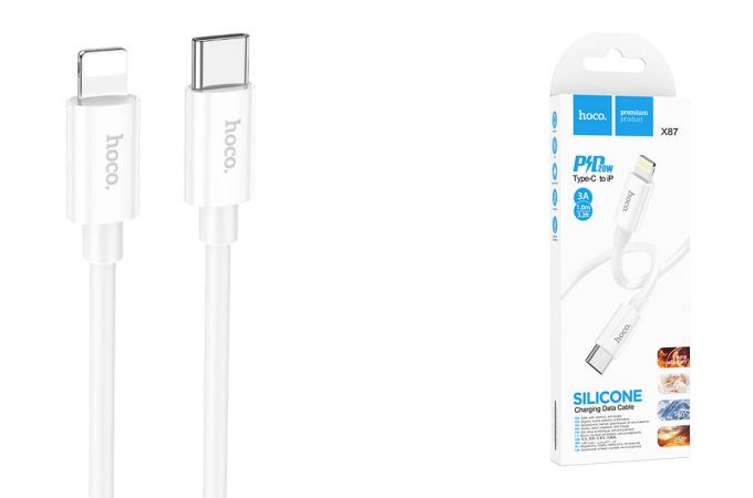 Кабель USB Type-C - Lightning HOCO X87 Magic (белый) 1м (силиконовый)