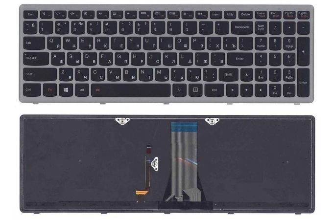 Клавиатура для ноутбука Lenovo IdeaPad G505 с подсветкой с серой рамкой