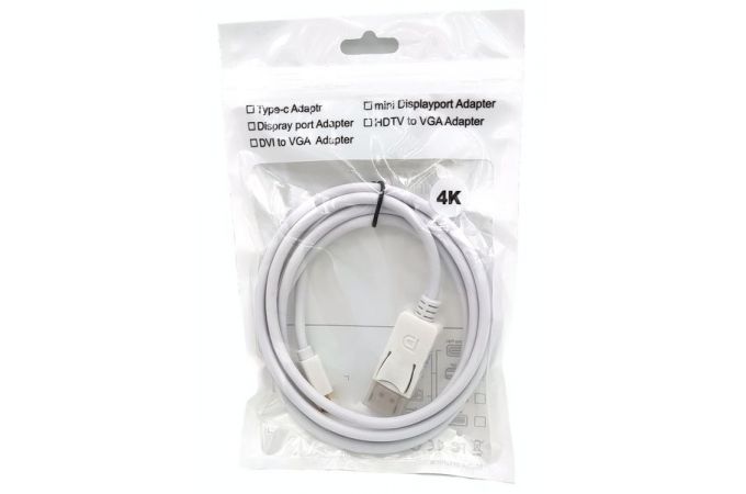 Кабель DisplayPort miniDP (папа) - DisplayPort (папа) 1,8 м белый