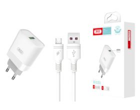 Сетевое зарядное устройство USB XO L63 (EU) + кабель MicroUSB (белый)