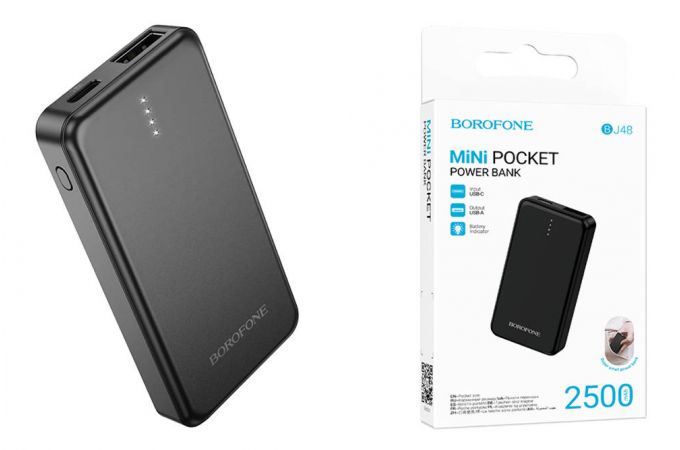 Универсальный дополнительный аккумулятор Power Bank BOROFONE BJ48 mini portable (2500 mAh) (черный)