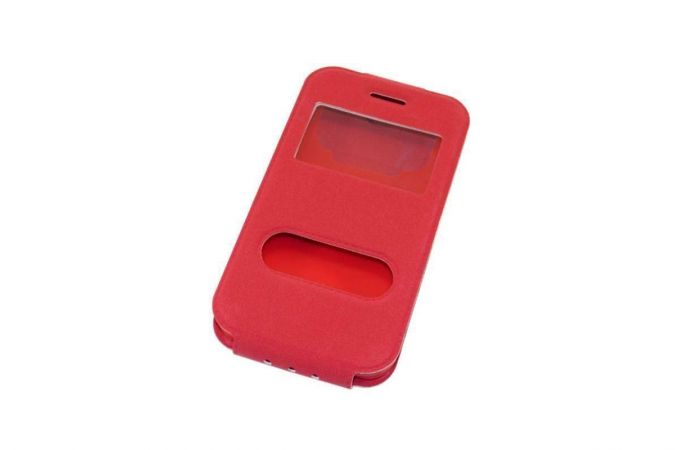 Чехол книжка-флип универсальный, с окошком (силик. вставка) 4,5 имитация замши малиновый