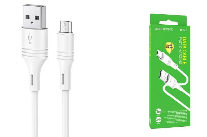 Кабель USB - MicroUSB BOROFONE BX43 2,4A (белый) 1м