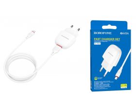 Сетевое зарядное устройство USB + кабель MicroUSB BOROFONE BA49A Vast power 2100mAh (белый)