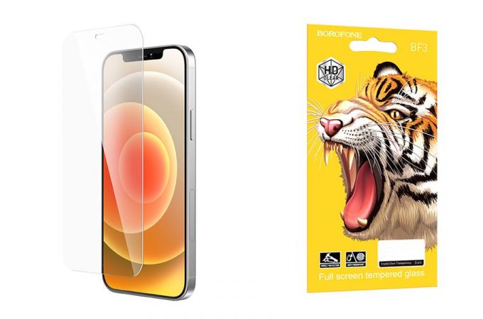 Защитное стекло дисплея iPhone 12 Pro MaX (6.7)  BOROFONE BF3 Full  tempered glass черная рамка