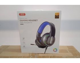 Наушники мониторные проводные с микрофоном XO GE-09 Static RGB Long Mic Headworn Game Earphones USB+3.5 (with adapter cable) черный (УЦЕНКА! МЯТАЯ УПА