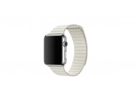 Металлический ремешок с магнитной застежкой "под кожу" для Apple Watch 38/40 mm белый