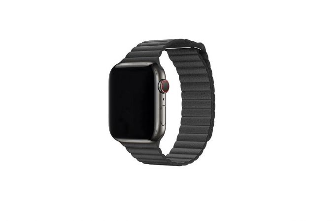 Металлический ремешок с магнитной застежкой "под кожу" для Apple Watch 38/40 mm черный