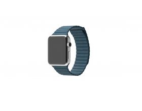 Металлический ремешок с магнитной застежкой "под кожу" для Apple Watch 38/40 mm синий