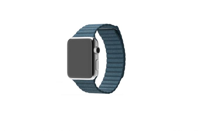 Металлический ремешок с магнитной застежкой "под кожу" для Apple Watch 38/40 mm синий